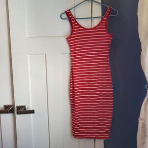 Red and white striped tank dress